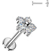 Titanium Labret 5 cubic zirconia flower Internally Threaded