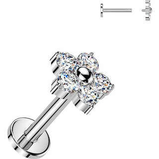 Titanium Labret 5 cubic zirconia flower Internally Threaded