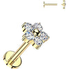 Titanium Labret 5 cubic zirconia flower Internally Threaded