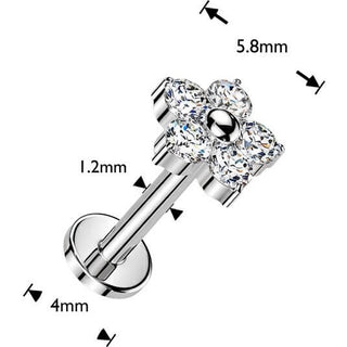 Titanium Labret 5 cubic zirconia flower Internally Threaded