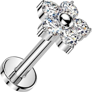 Titanium Labret 5 cubic zirconia flower Internally Threaded