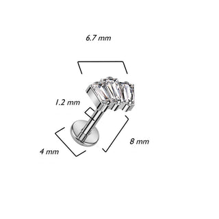 Titane Labret Baguette Zircone Oplae Filetage Interne