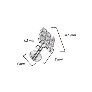 Titanium Labret Diamond shape Zirconia Internally Threaded