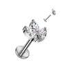 Titanium Labret Leaf Zirconia Internally Threaded