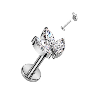 Titanium Labret Leaf Zirconia Internally Threaded