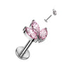 Titanium Labret Leaf Zirconia Internally Threaded