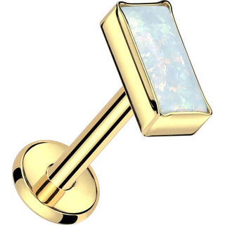 Titan Labret Rechteckig Opal Innengewinde