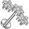 Titanium Labret Flower Zirconia Internally Threaded