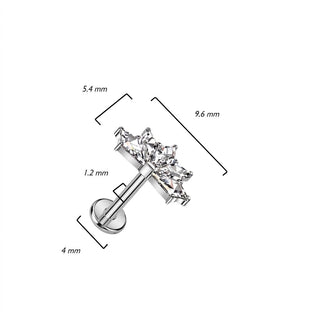 Titanium Labret Fan Zirconia Internally Threaded