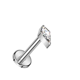 Titanium Labret Diamond Shaped Zirconia Internally Threaded