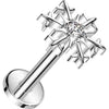 Titanium Labret Snowflake Zirconia Internally Threaded