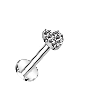 Titanium Labret Heart Internally Threaded