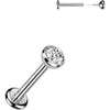 Titanium Labret bezel set cubic zirconia Internally Threaded