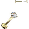 Titanium Labret prong set cubic zirconia Internally Threaded