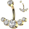Titanium Belly Button Piercing 5 Zirconia Silver Internally Threaded