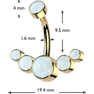 Titanium Belly Button Piercing 5 Opal Silver Internally Threaded