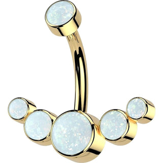 Titanium Belly Button Piercing 5 Opal Silver Internally Threaded