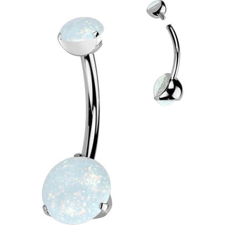 Titanium Belly Button Piercing Opal Dimple setting Internally Threaded