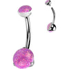 Titanium Belly Button Piercing Opal Dimple setting Internally Threaded