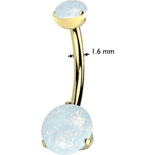 Titanium Belly Button Piercing Opal Dimple setting Internally Threaded