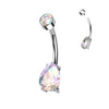 Titanium Belly Button Piercing Drop Zirconia Internally Threaded