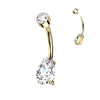 Titanium Belly Button Piercing Drop Zirconia Internally Threaded