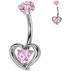 Titanium Belly Button Piercing heart in heart zirconia Internally Threaded