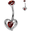 Titanium Belly Button Piercing heart in heart zirconia Internally Threaded