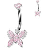 Titanium Belly Button Piercing butterfly zirconia Internally Threaded