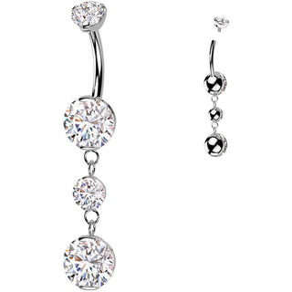 Titanium Belly Button Piercing dangle zirconias Internally Threaded