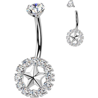 Titanium Belly Button Piercing star zirconia Internally Threaded