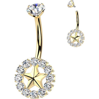 Titanium Belly Button Piercing star zirconia Internally Threaded