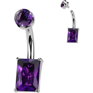 Titanium Belly Button Piercing rectangle natural gem stone Internally Threaded