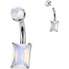 Titanium Belly Button Piercing rectangle natural gem stone Internally Threaded