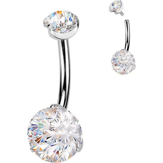Titanium Belly Button Piercing double zirconia Internally Threaded
