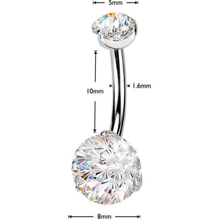 Titanium Belly Button Piercing double zirconia Internally Threaded