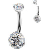 Titanium Belly Button Piercing double zirconia Internally Threaded
