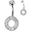 Titanium Belly Button Piercing zirconia baguette cut Internally Threaded