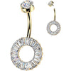 Titanium Belly Button Piercing zirconia baguette cut Internally Threaded
