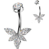 Titanium Belly Button Piercing zirconia flower marquise cut Internally Threaded