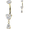 Titanium Belly Button Piercing prong set heart cubic zirconia teardrop dangle Internally Threaded