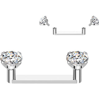 Titanium Surface Barbell zirconia prong setting Internally Threaded