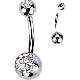 Titanium Belly Button Piercing double zirconia