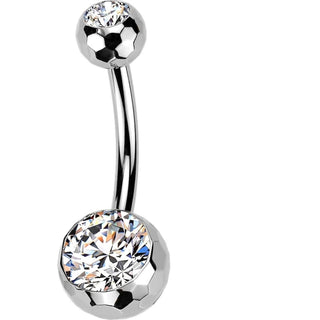Titanium Belly Button Piercing double zirconia
