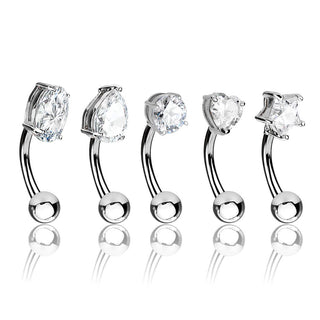 Eyebrow Piercing Silver Zirconia, 5  pieces