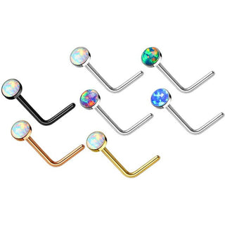 Nose L-Shape Opal Round, 7  pieces