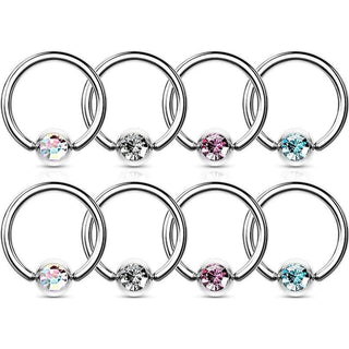 Ring Set Zirconia Captive Bead, 4 s pairs