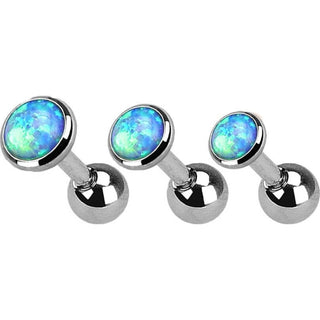 Barbell Opal Round Silver, 3  pieces