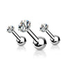 Barbell Zirconia Round Silver, 3  pieces