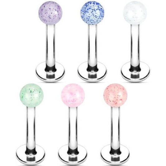 Labret Acrylic Glitter Ball , 6 pieces